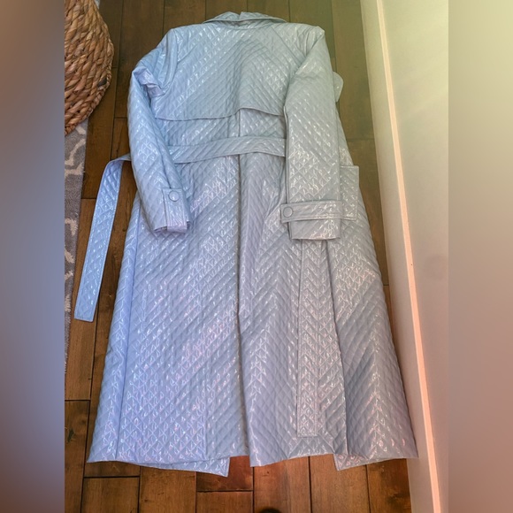 Hilary Macmillan Blue Trench Coat Size Small - Picture 9 of 10